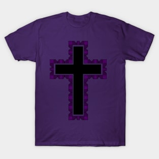 Black Christian Cross With Purple Frame T-Shirt